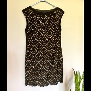 Trina Turk Gold Studded Scalloped Dress